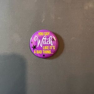 Vintage witch pinback button